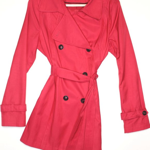 DKNY Pink BUTTON UP BELTED Trench Coat - Picture 3 of 6